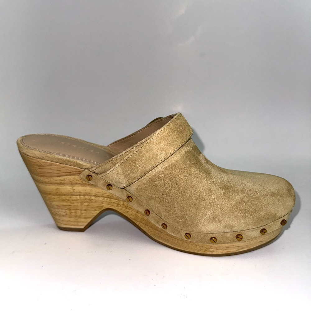 Veronica Beard Hendrix Clogs Tan Suede Studded Sandals Mule Women's Size 8.5 - Picture 4 of 10